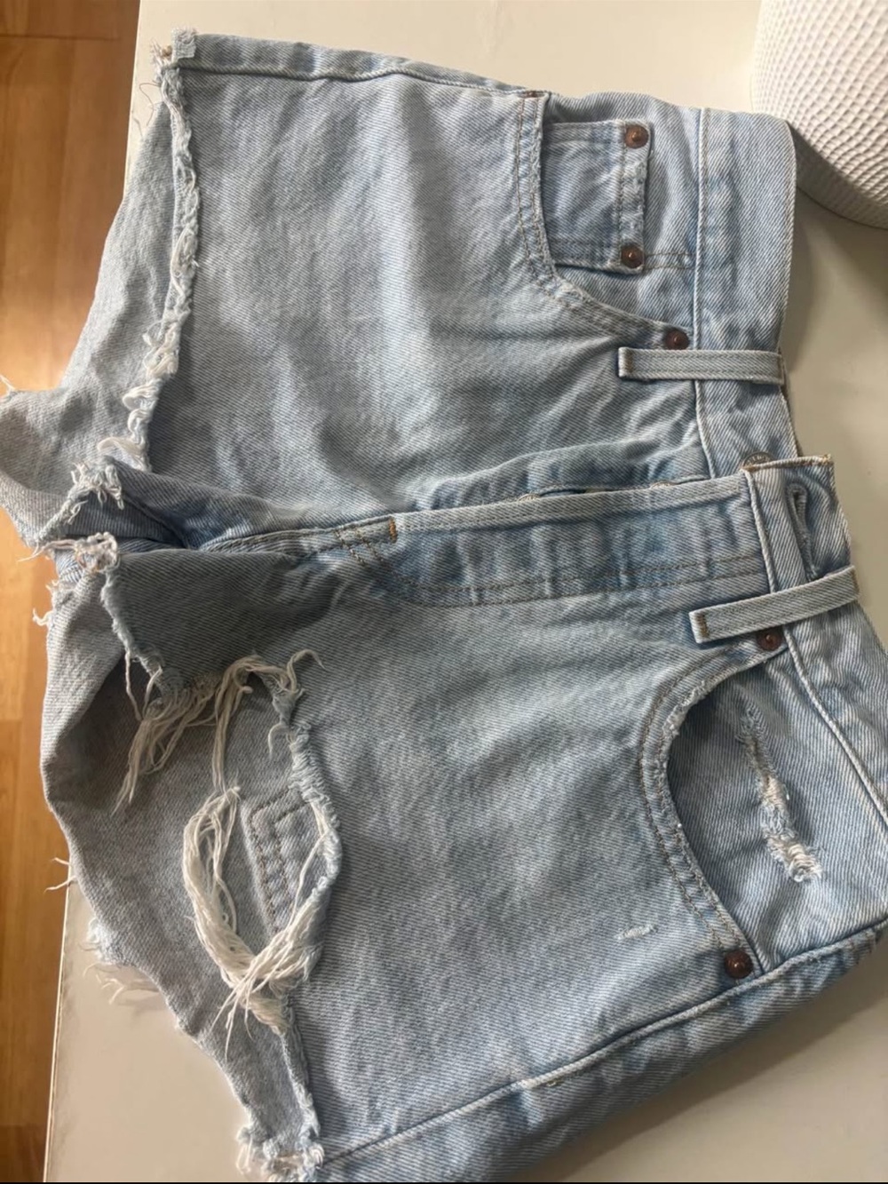 Levi's Light Blue Distressed Jean Shorts Size 24